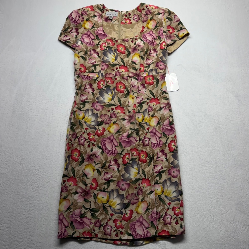 Adrianna Papell Dress 10 100% Silk Floral NWT Vintage Romantic Cottagecore